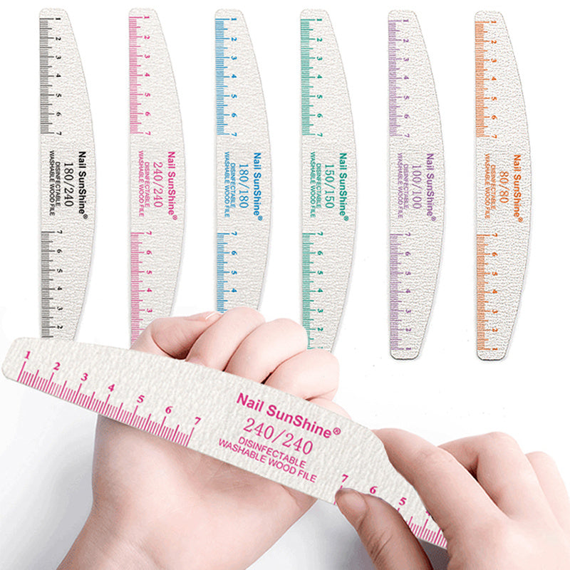 10pcs Nail Files & Buffers Set, Half-Moon Shape, Synthetic Paper Sandpaper, Non-Replaceable, Unscented, with 80 100 150 180 240 Grits, for Manicure & Pedicure Tools, Nail Care Accessories, Nail Tech Supplies