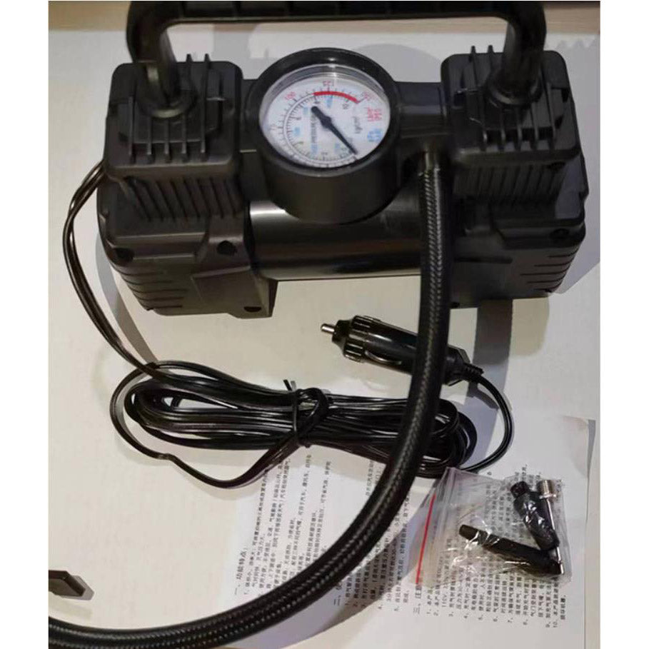 12V 150PSI Car Bicycle Motorcycle Electric Tire Inflator Air Pump Air Compressor Dual Cylinder Inflatable Tools With LED Light