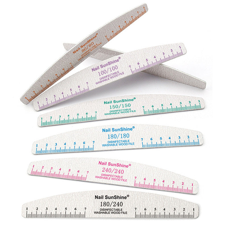 10pcs Nail Files & Buffers Set, Half-Moon Shape, Synthetic Paper Sandpaper, Non-Replaceable, Unscented, with 80 100 150 180 240 Grits, for Manicure & Pedicure Tools, Nail Care Accessories, Nail Tech Supplies