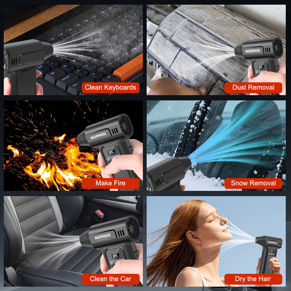 Portable Air Compressor For Car Snow Blowing Dust Removal Turbo Blower Fan Air Duster Camping BBQ Blower Inflator 130/150K RPM