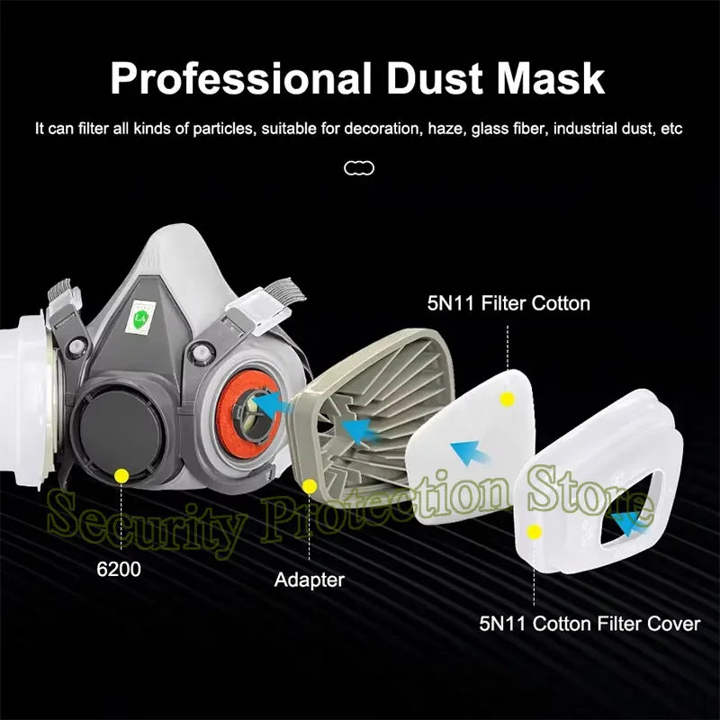6200 7502 Gas Mask Half-face Dust Shield 5N11 Particle Filters Safety Respirator Mask Industrial Labor Paint Spray