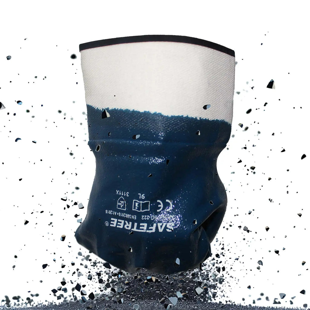 SAFETREE Heavy Duty Industrial Blue Nitrile Dipped Work Gloves Oil Resistant Gloves