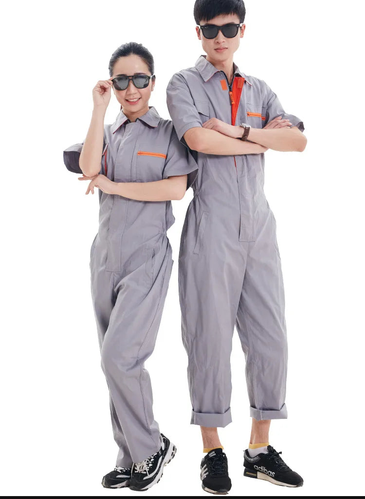 Work Coveralls Short Sleeve Men Women Protective Overalls Repairman Car Workwear Uniforms Summer Plus Size boiler Suit mechanics