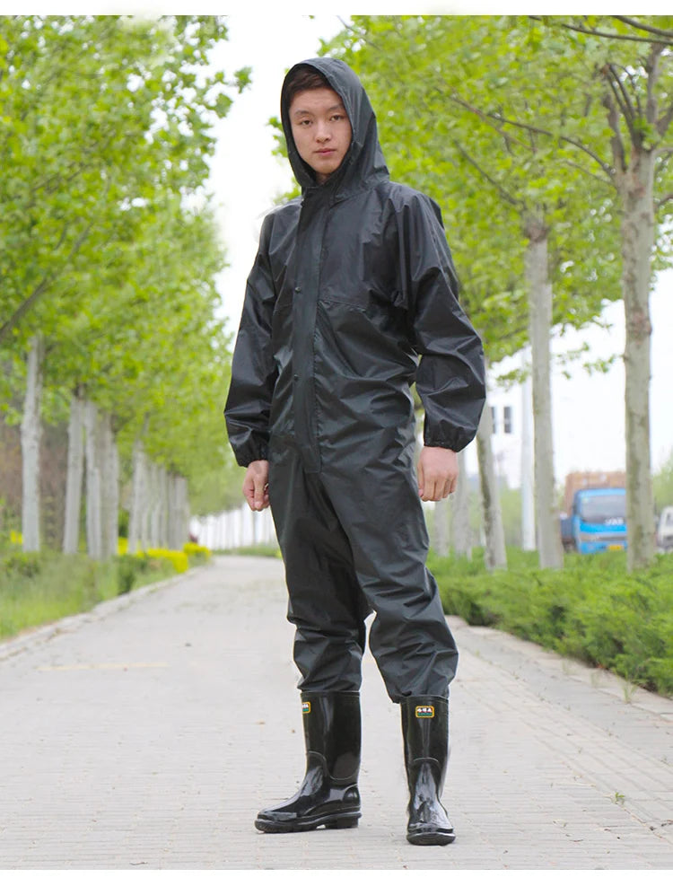 Working Coveralls Waterproof Hooded Painter Overalls Anti-oily Dust-proof Paint Spray Clothing Hooded Protective Work Clothing