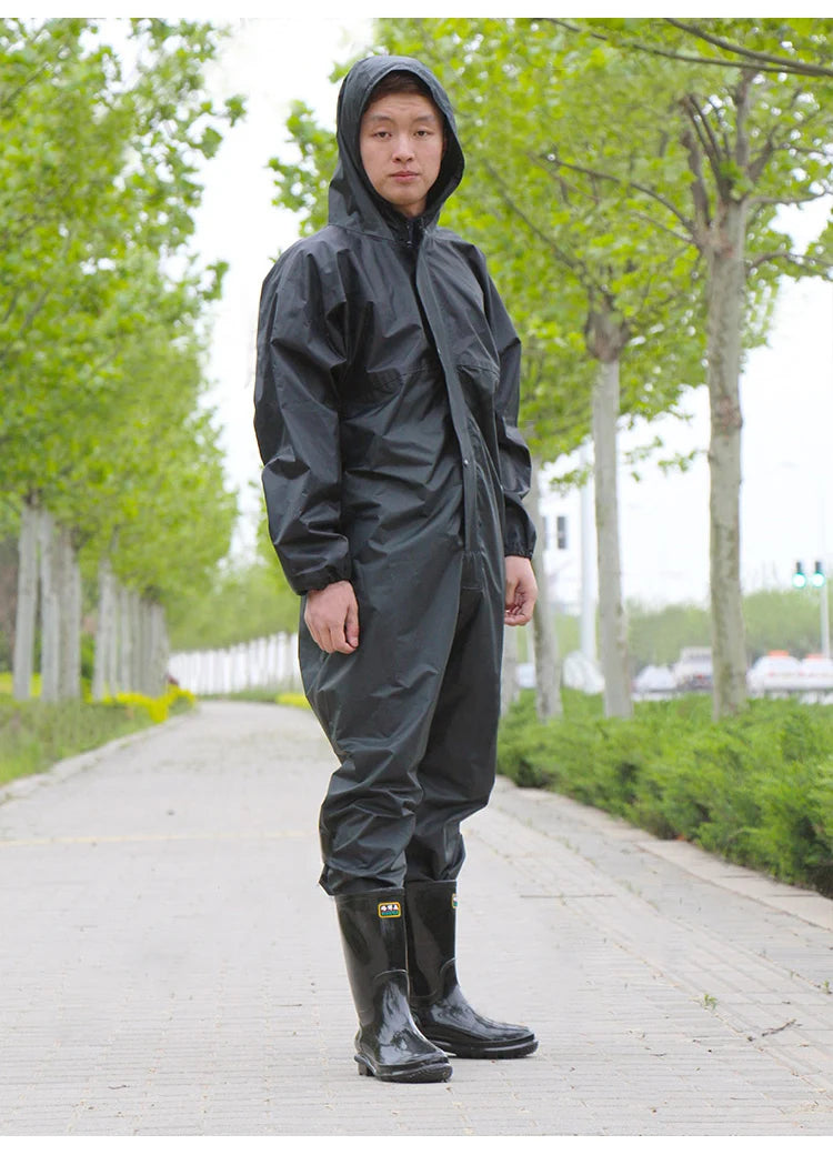 Working Coveralls Waterproof Hooded Painter Overalls Anti-oily Dust-proof Paint Spray Clothing Hooded Protective Work Clothing