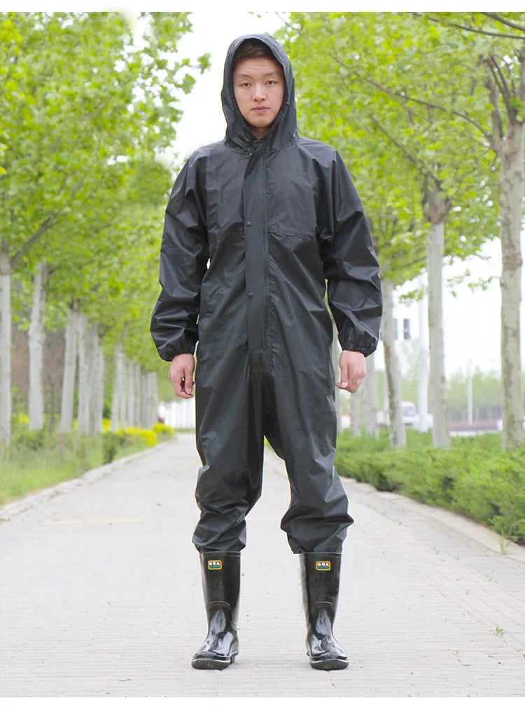 Working Coveralls Waterproof Hooded Painter Overalls Anti-oily Dust-proof Paint Spray Clothing Hooded Protective Work Clothing