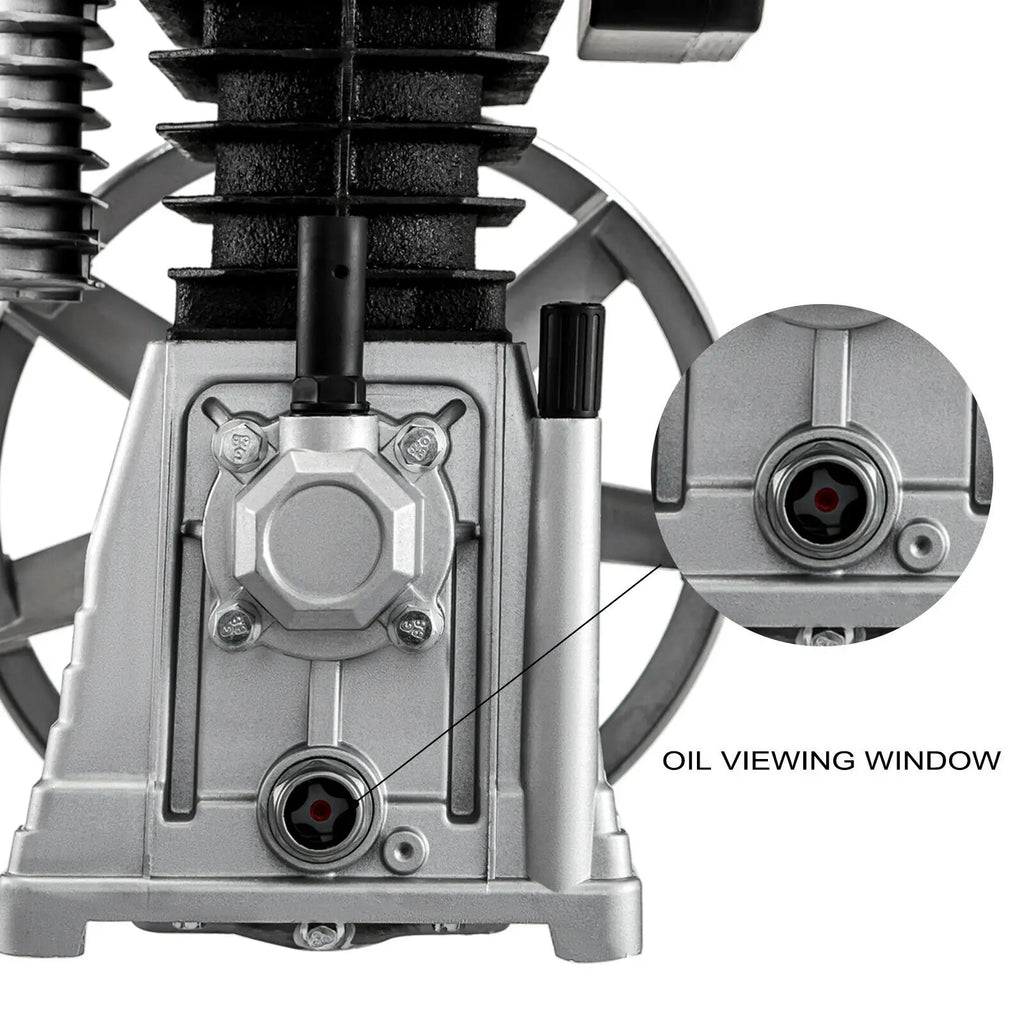 Heavy-Duty Twin Cylinder Air Compressor Pump Head - 2.2KW (3HP), 375 L/MIN (12 CFM), Single Stage
