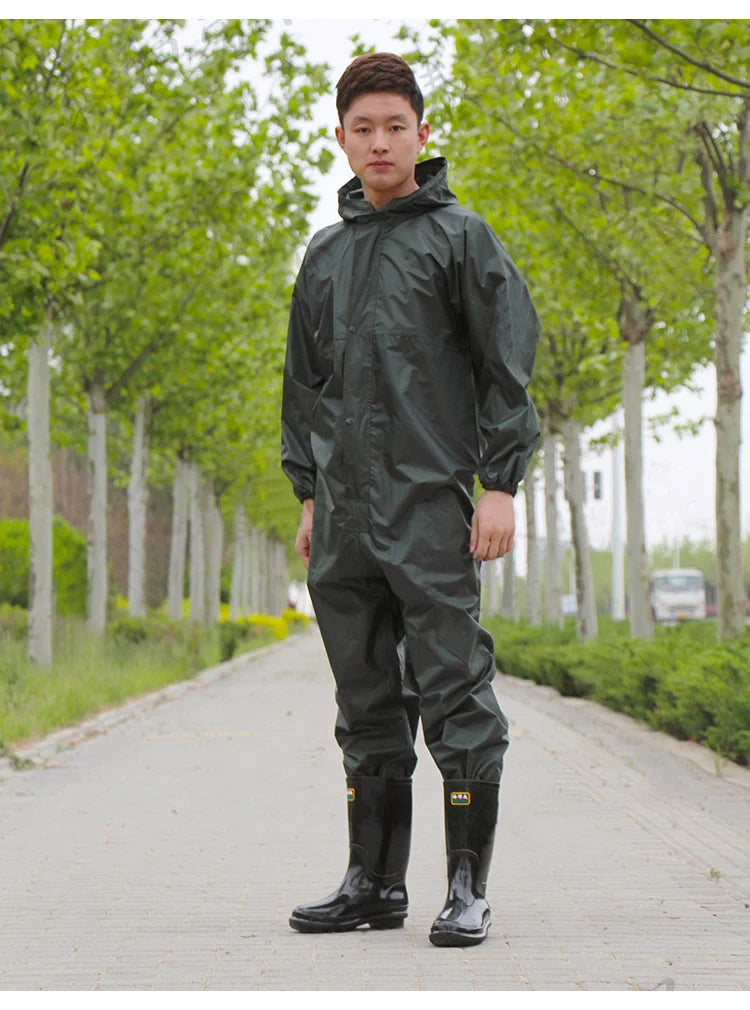 Working Coveralls Waterproof Hooded Painter Overalls Anti-oily Dust-proof Paint Spray Clothing Hooded Protective Work Clothing