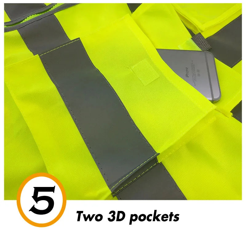 Reflective Safety Vest Multiple pockets Warning Waistcoat Sanitation Worker Clothes Safety Protective Clothing Motorcycle Jacket