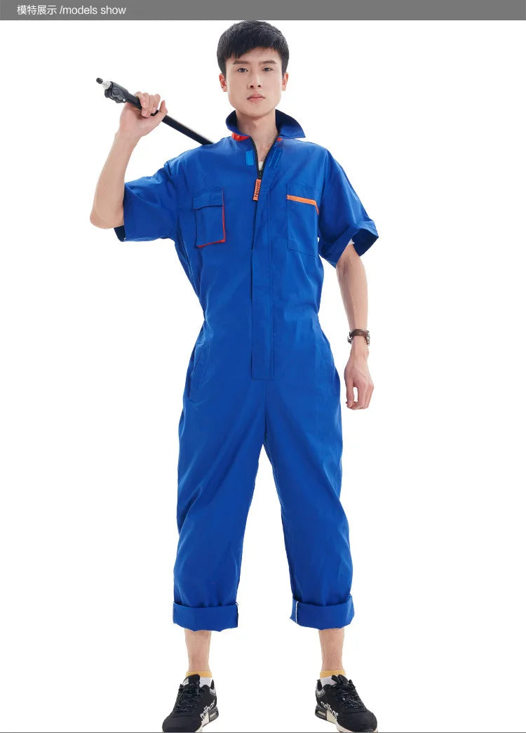 Work Coveralls Short Sleeve Men Women Protective Overalls Repairman Car Workwear Uniforms Summer Plus Size boiler Suit mechanics