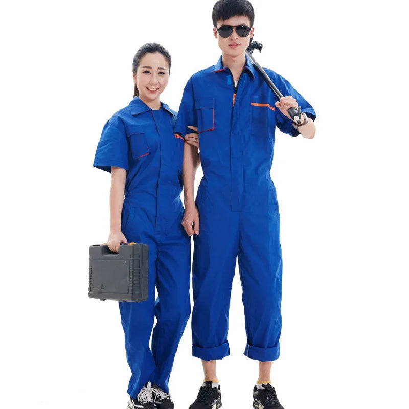 Work Coveralls Short Sleeve Men Women Protective Overalls Repairman Car Workwear Uniforms Summer Plus Size boiler Suit mechanics