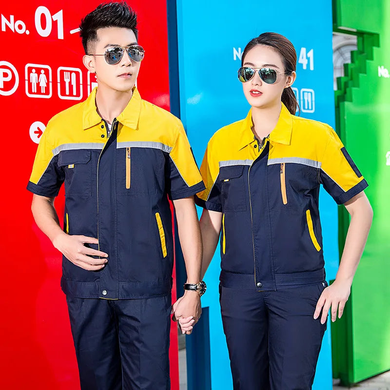 Summer Work Clothing Working Coveralls Reflective Thin Breathable Uniforms Household Worker Suit Work Coats For Cleaning Blouses
