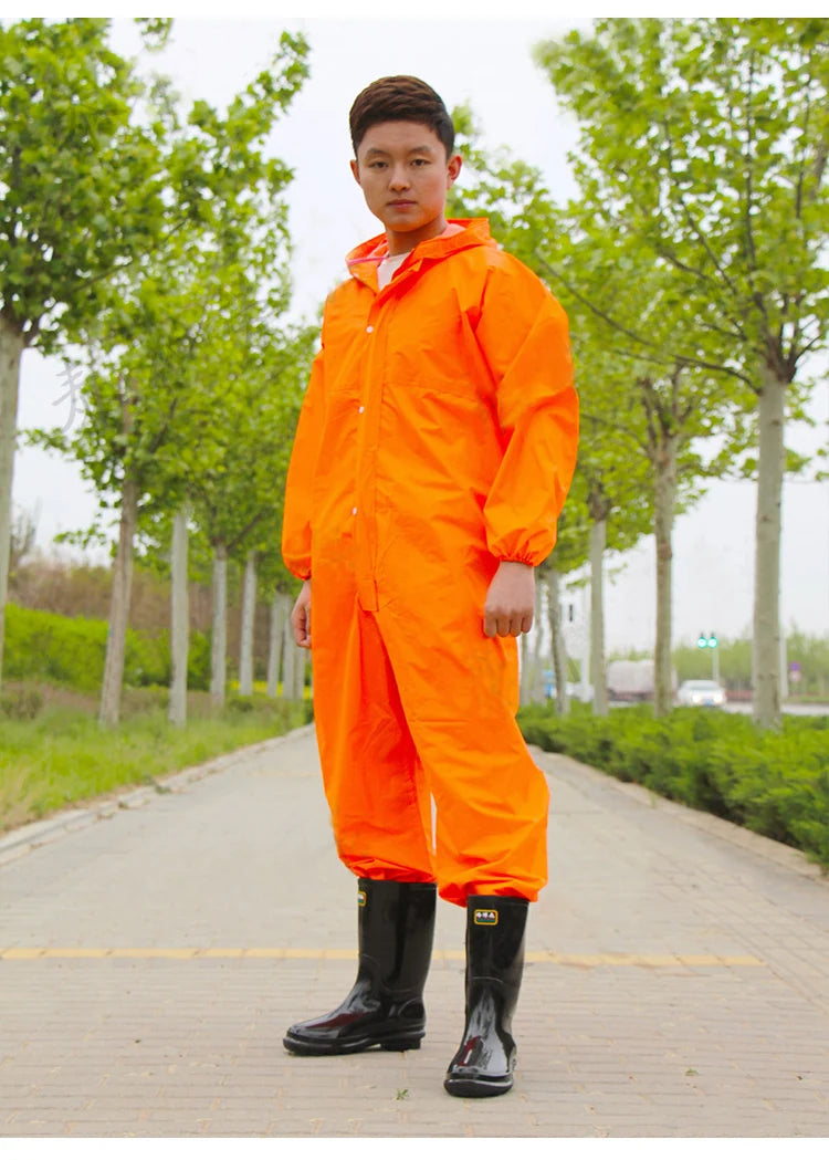 Working Coveralls Waterproof Hooded Painter Overalls Anti-oily Dust-proof Paint Spray Clothing Hooded Protective Work Clothing