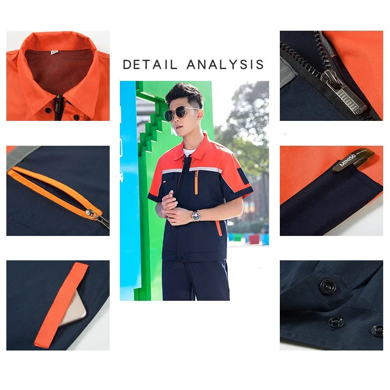 Summer Work Clothing Working Coveralls Reflective Thin Breathable Uniforms Household Worker Suit Work Coats For Cleaning Blouses