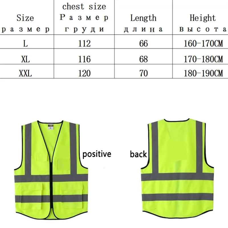 Reflective Safety Vest Multiple pockets Warning Waistcoat Sanitation Worker Clothes Safety Protective Clothing Motorcycle Jacket