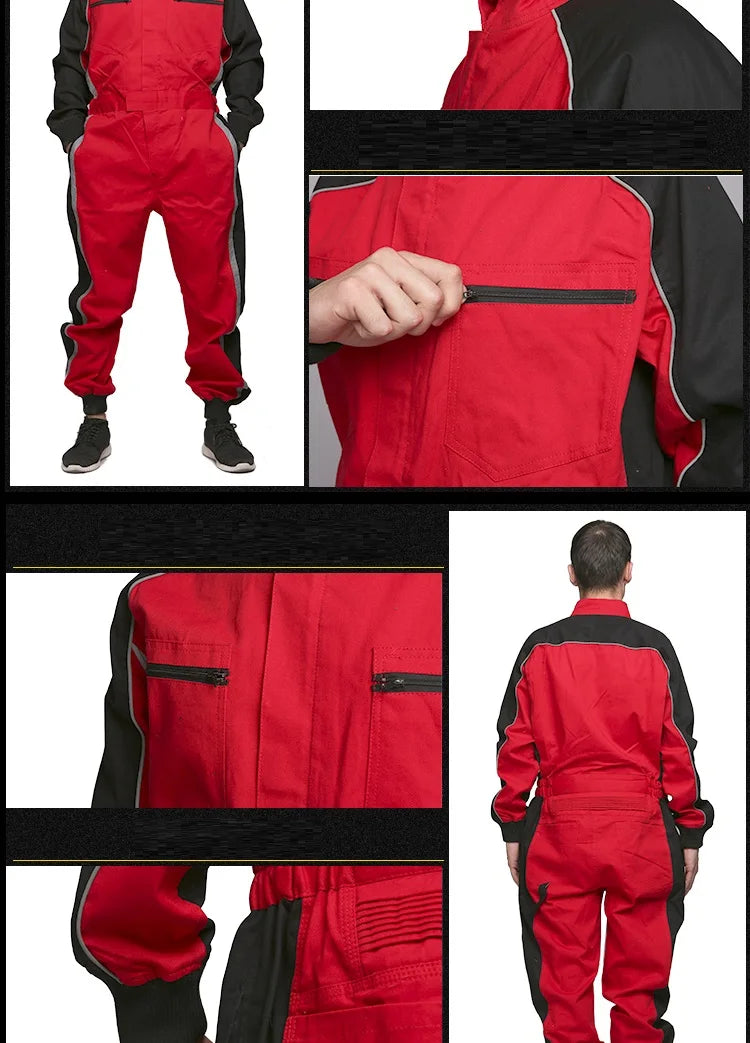 Cotton coverall work uniform Wear-resistant overall dust-proof repairman workshop mechanic welding suit Racer rescue anti-static
