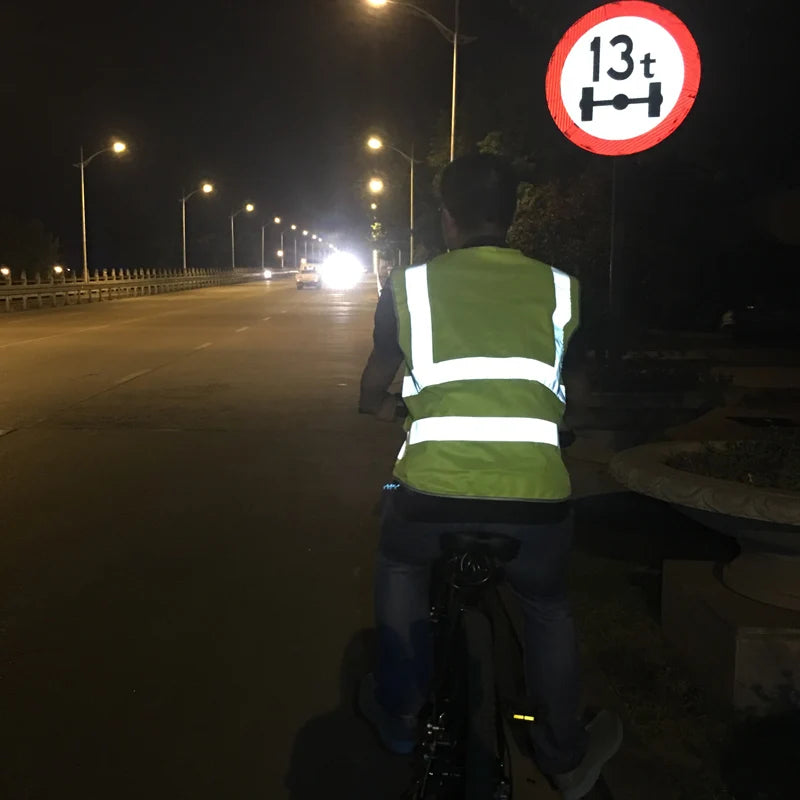 Reflective Safety Vest Multiple pockets Warning Waistcoat Sanitation Worker Clothes Safety Protective Clothing Motorcycle Jacket