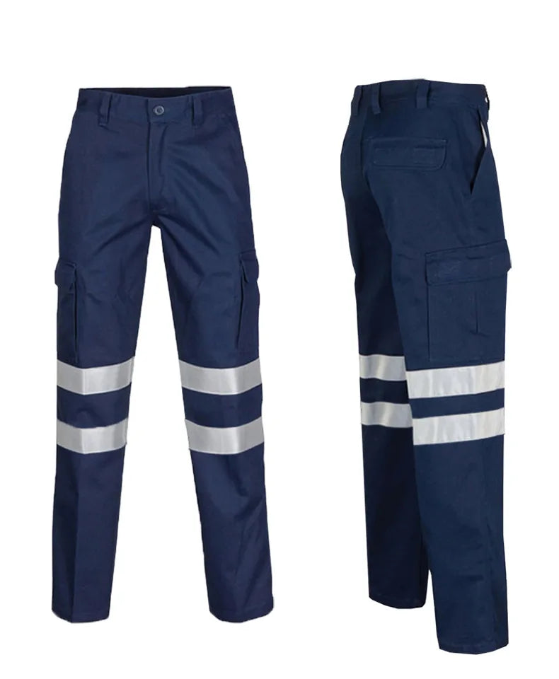 100% Cotton Reflective Safety Work Suit Hi Vis Work Coverall Traffic Road Clothing Construction Engineer Protective Work Uniform