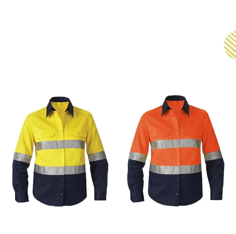 100% Cotton Reflective Safety Work Suit Hi Vis Work Coverall Traffic Road Clothing Construction Engineer Protective Work Uniform