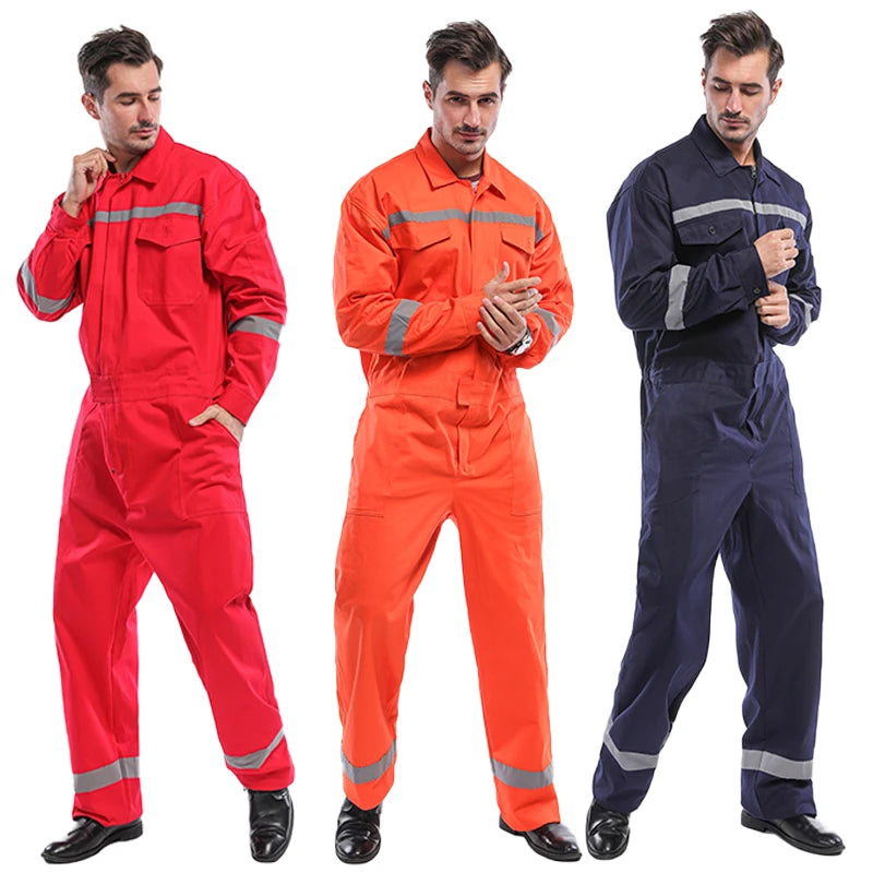 Men Women Work Coveralls Repairman Overalls with Reflective Strip Working Uniforms Plus Size 3XL,4XL
