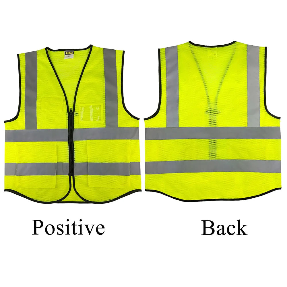 Riding Safety Jacket Working Waistcoat Mesh Reflective Vest  Multi-pocket BreathablClothing Construction Vest Sanitation workers