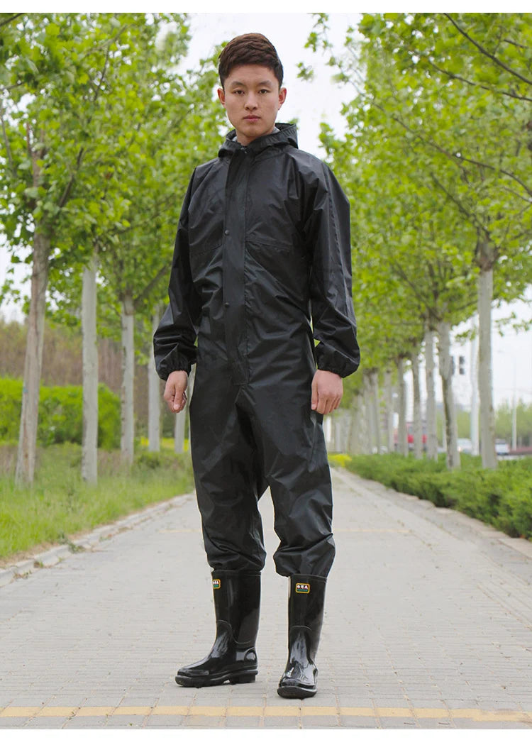 Working Coveralls Waterproof Hooded Painter Overalls Anti-oily Dust-proof Paint Spray Clothing Hooded Protective Work Clothing