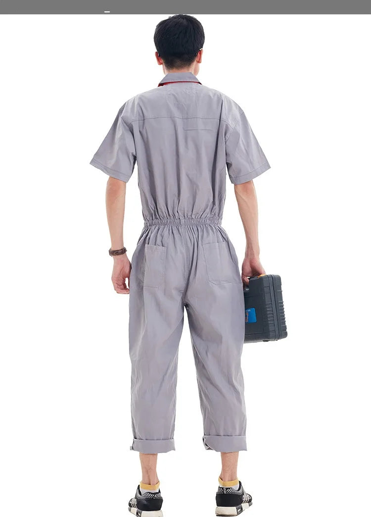 Work Coveralls Short Sleeve Men Women Protective Overalls Repairman Car Workwear Uniforms Summer Plus Size boiler Suit mechanics