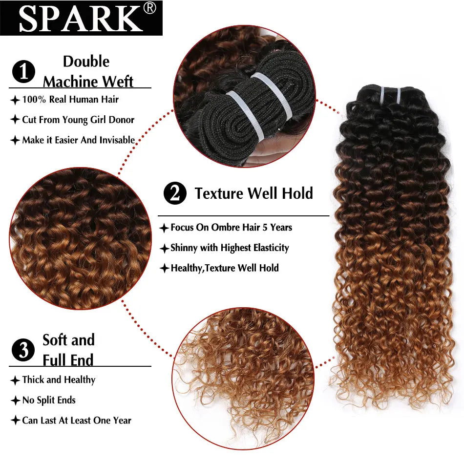 1B/4/30 Color Bundles Afro Kinky Curly Human Hair T1B430 Extensions Ombre Brazilian 100% Human Hair Weave Bundle