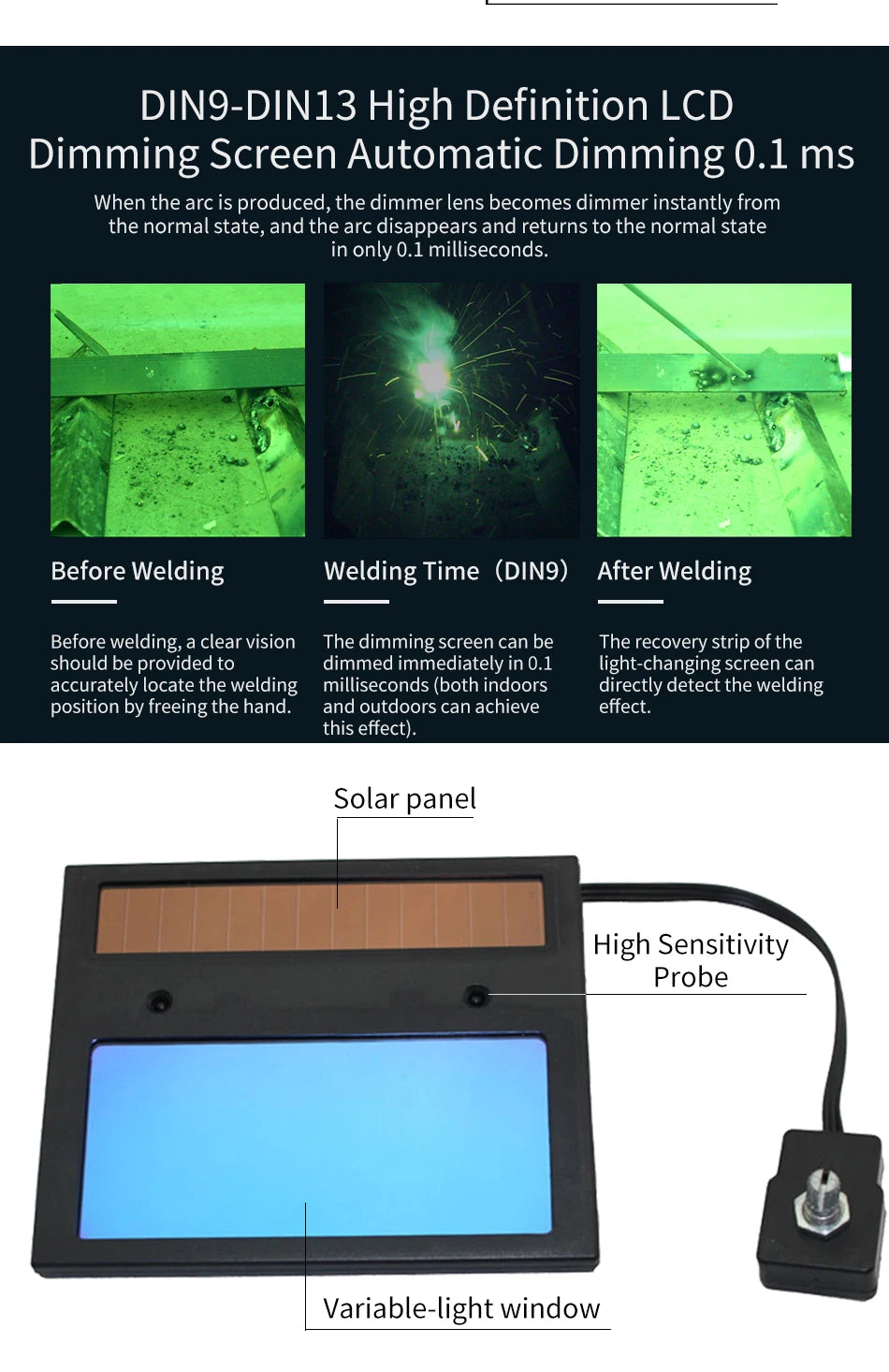 DIN9-DIN13 Solar Auto Darkening TIG MMA ZX7 MIG True Color Welding Mask Welding Helmet Welder Cap Glasses