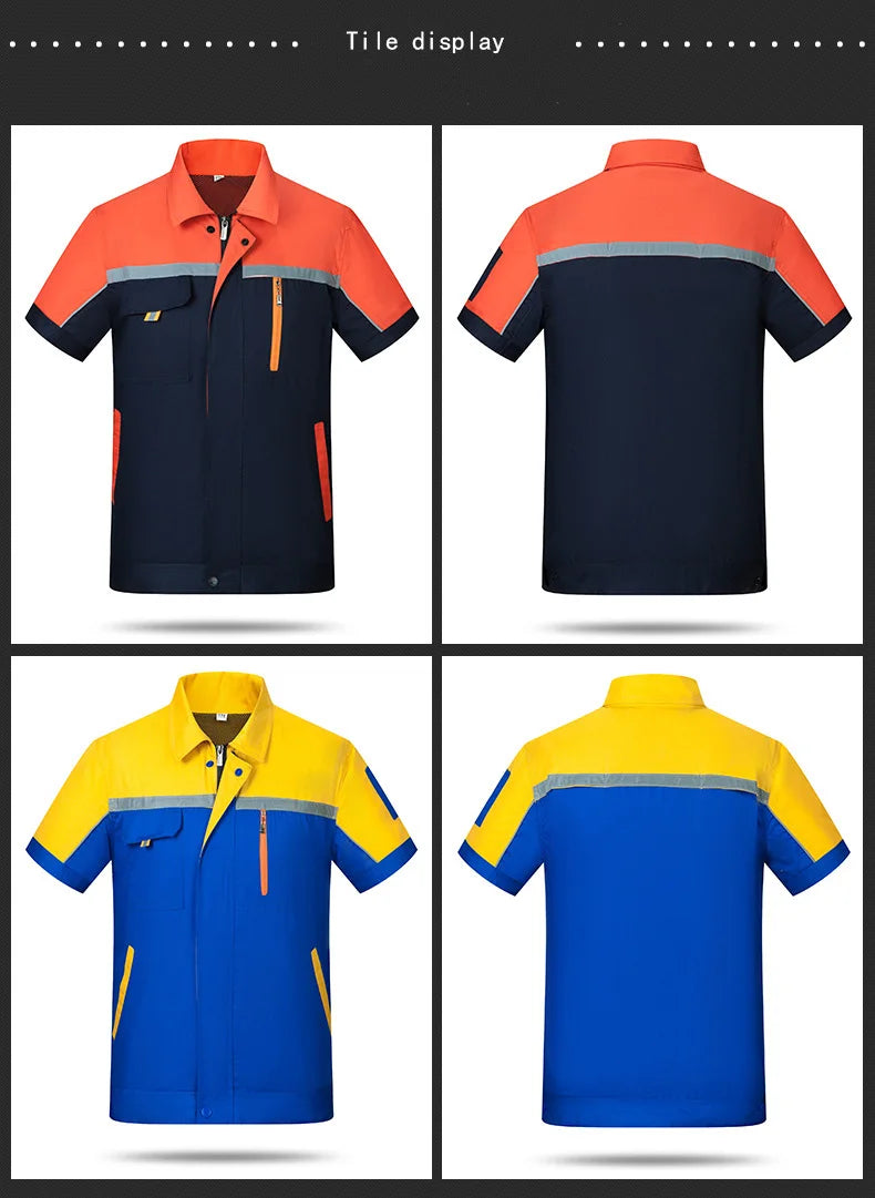 Summer Work Clothing Working Coveralls Reflective Thin Breathable Uniforms Household Worker Suit Work Coats For Cleaning Blouses