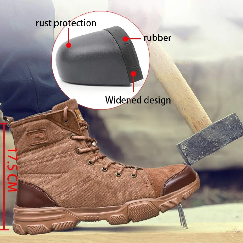 SUADEX Steel Toe Boots for Men Work Boots Indestructible Work Shoes Desert Safety Boots Safety Shoes 36-48