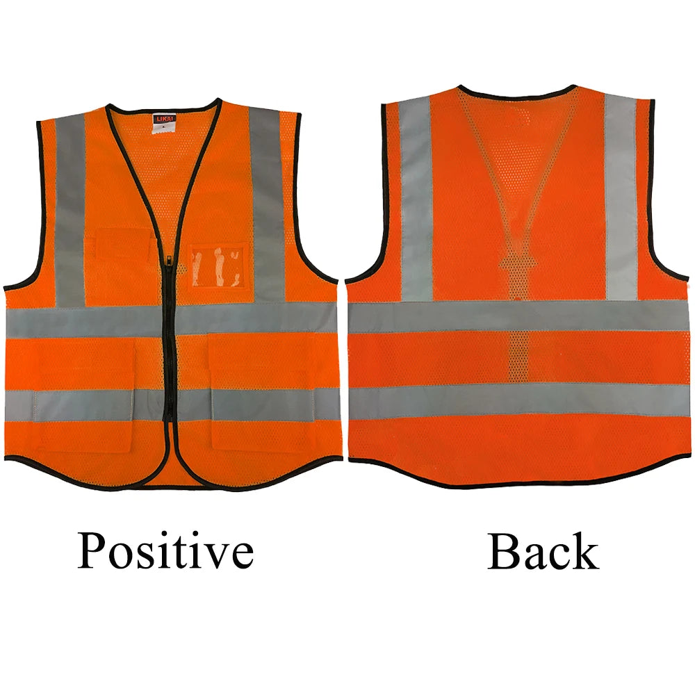 Riding Safety Jacket Working Waistcoat Mesh Reflective Vest  Multi-pocket BreathablClothing Construction Vest Sanitation workers