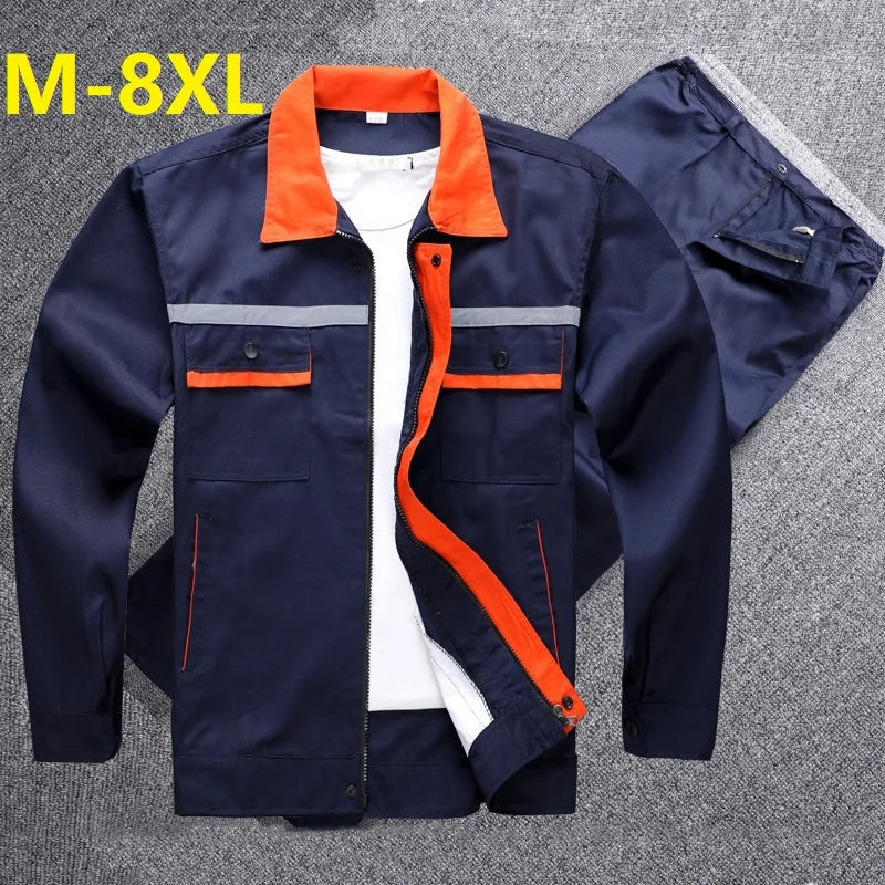 Safety Reflective Work Clothing Men Plus Size Loose Durable Mechanical Protective Uniform Auto Repairmen Workshop Coverall M-8xl