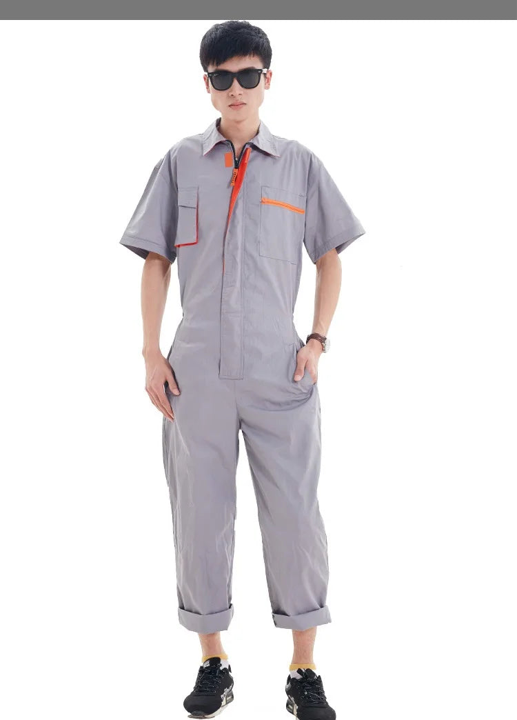 Work Coveralls Short Sleeve Men Women Protective Overalls Repairman Car Workwear Uniforms Summer Plus Size boiler Suit mechanics