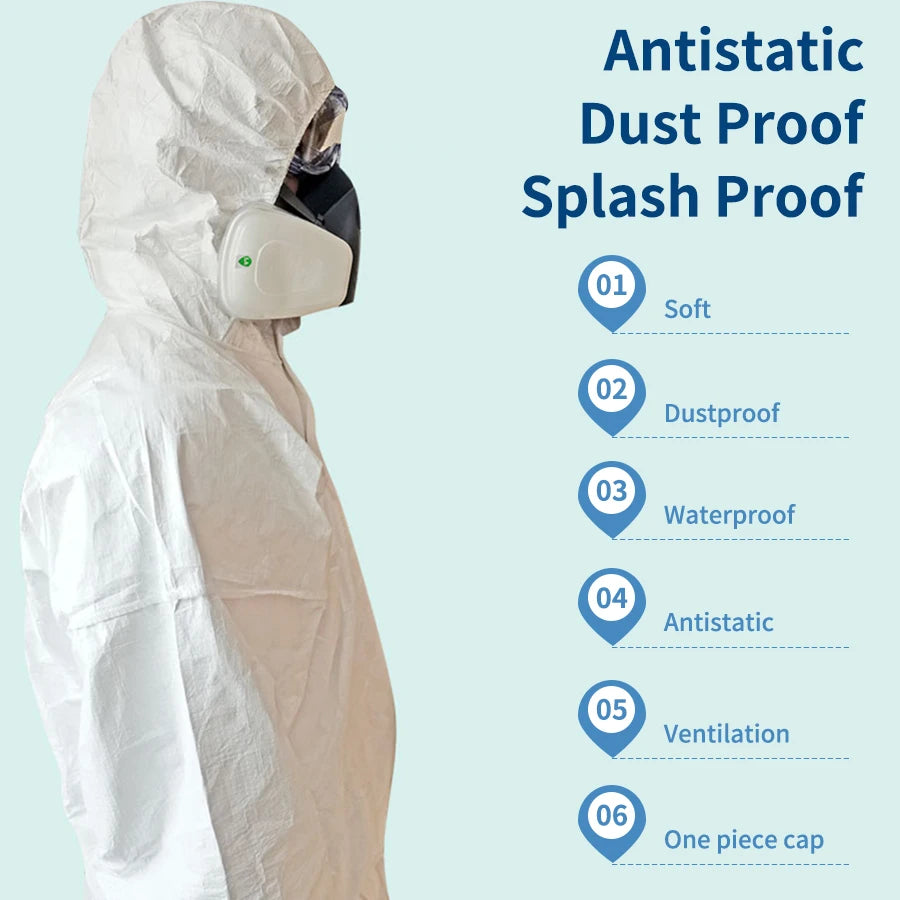 Dupont Tyvek 1422A Coverall Industrial Protective Clothing Spray Paint Work Disposable Anti Static Dust Chemical Splash Proof