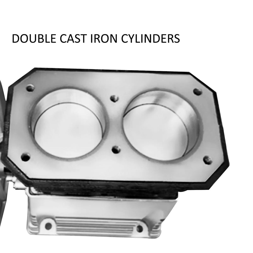 Heavy-Duty Twin Cylinder Air Compressor Pump Head - 2.2KW (3HP), 375 L/MIN (12 CFM), Single Stage