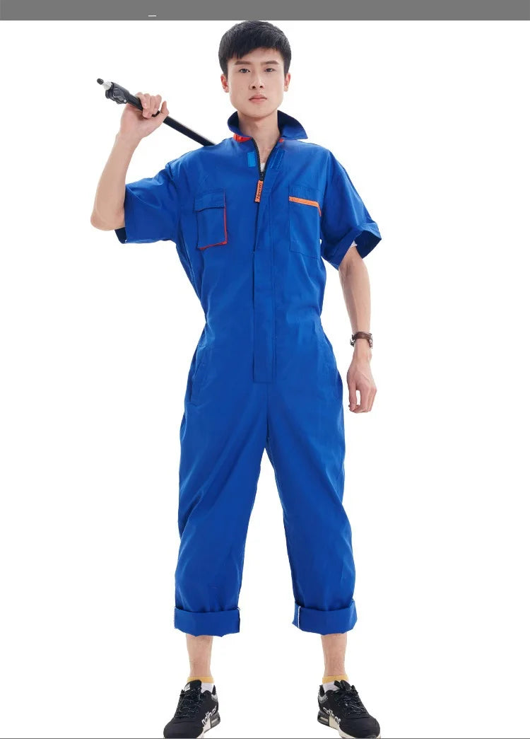 Work Coveralls Short Sleeve Men Women Protective Overalls Repairman Car Workwear Uniforms Summer Plus Size boiler Suit mechanics