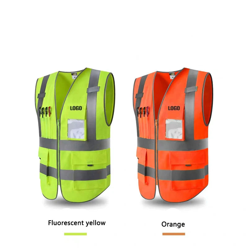 Reflective Safety Vest Multiple pockets Warning Waistcoat Sanitation Worker Clothes Safety Protective Clothing Motorcycle Jacket