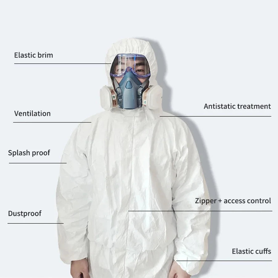 Dupont Tyvek 1422A Coverall Industrial Protective Clothing Spray Paint Work Disposable Anti Static Dust Chemical Splash Proof