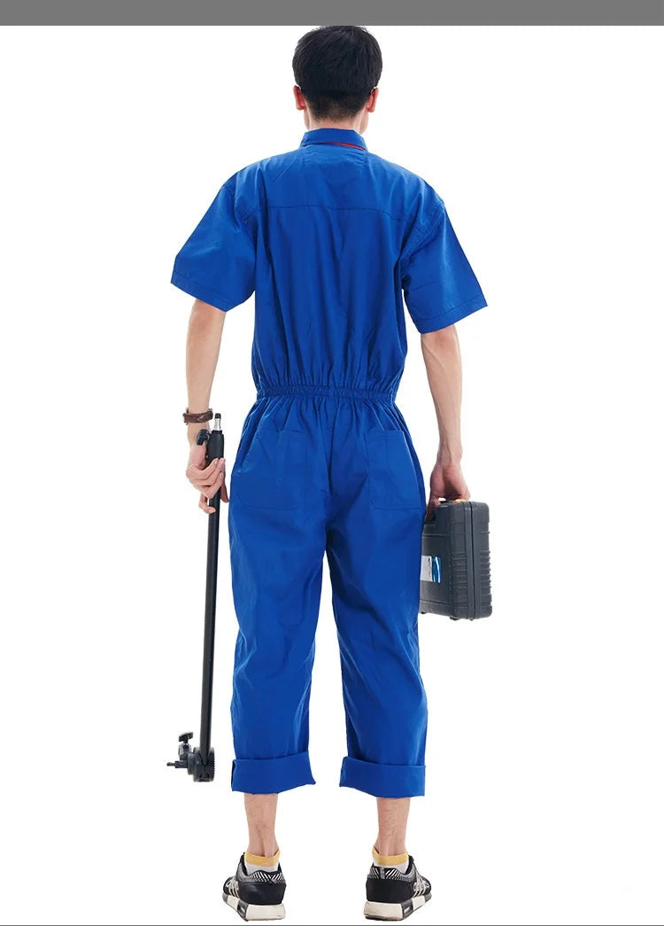 Work Coveralls Short Sleeve Men Women Protective Overalls Repairman Car Workwear Uniforms Summer Plus Size boiler Suit mechanics