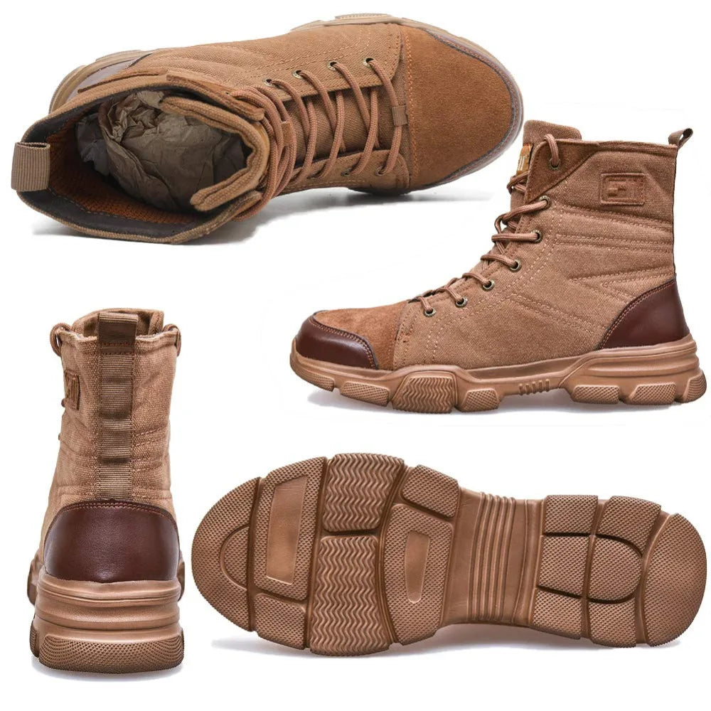 SUADEX Steel Toe Boots for Men Work Boots Indestructible Work Shoes Desert Safety Boots Safety Shoes 36-48