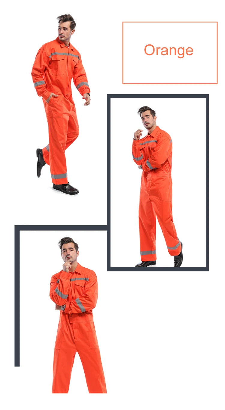 Men Women Work Coveralls Repairman Overalls with Reflective Strip Working Uniforms Plus Size 3XL,4XL
