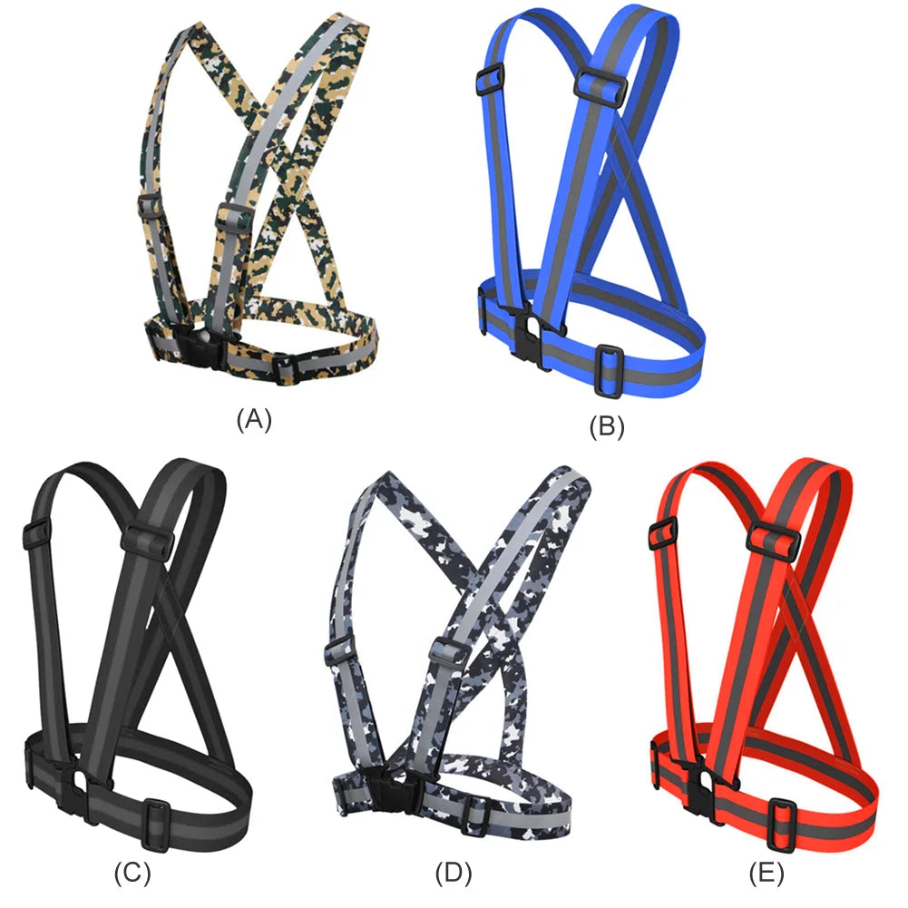 Night Running Reflective Strap Vest Traffic Night Riding Work Security Clothing High Visibility Reflective Safety Jacket