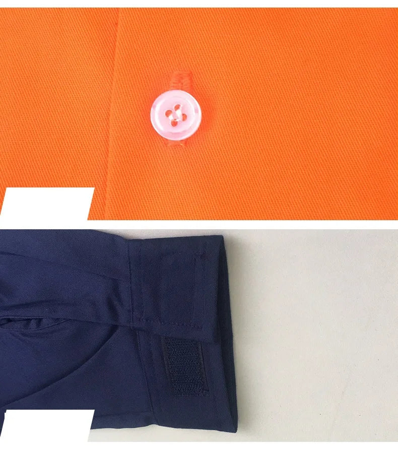 100% Cotton Reflective Safety Work Suit Hi Vis Work Coverall Traffic Road Clothing Construction Engineer Protective Work Uniform