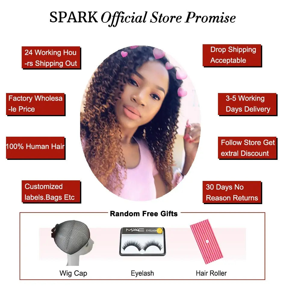 1B/4/30 Color Bundles Afro Kinky Curly Human Hair T1B430 Extensions Ombre Brazilian 100% Human Hair Weave Bundle