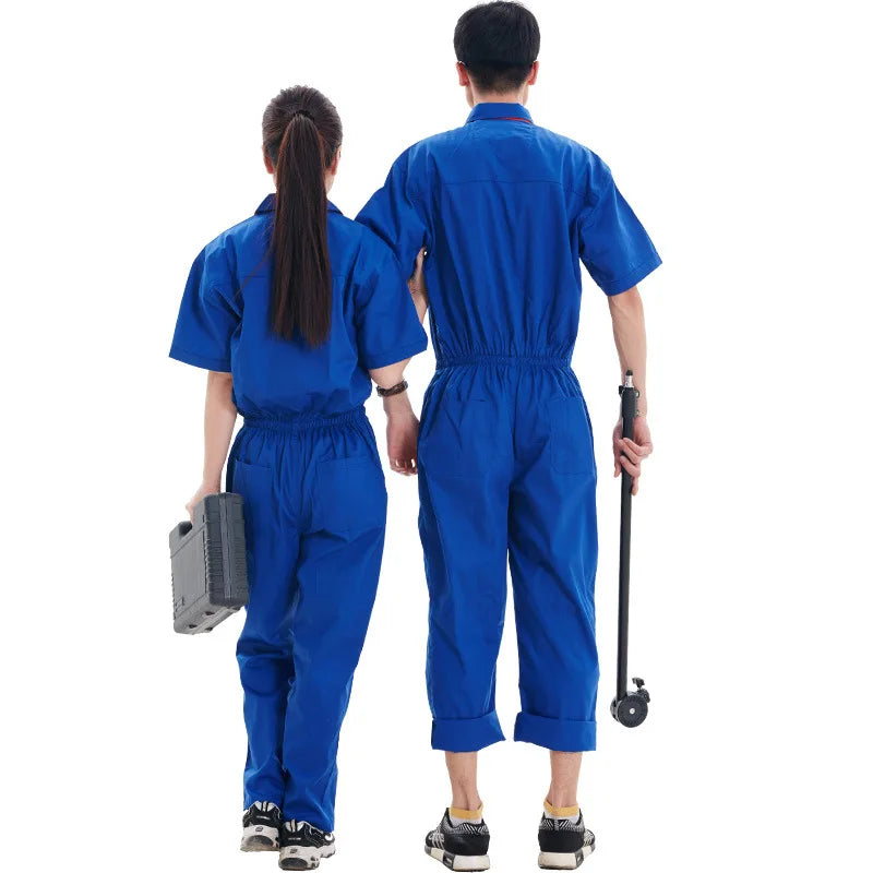 Work Coveralls Short Sleeve Men Women Protective Overalls Repairman Car Workwear Uniforms Summer Plus Size boiler Suit mechanics