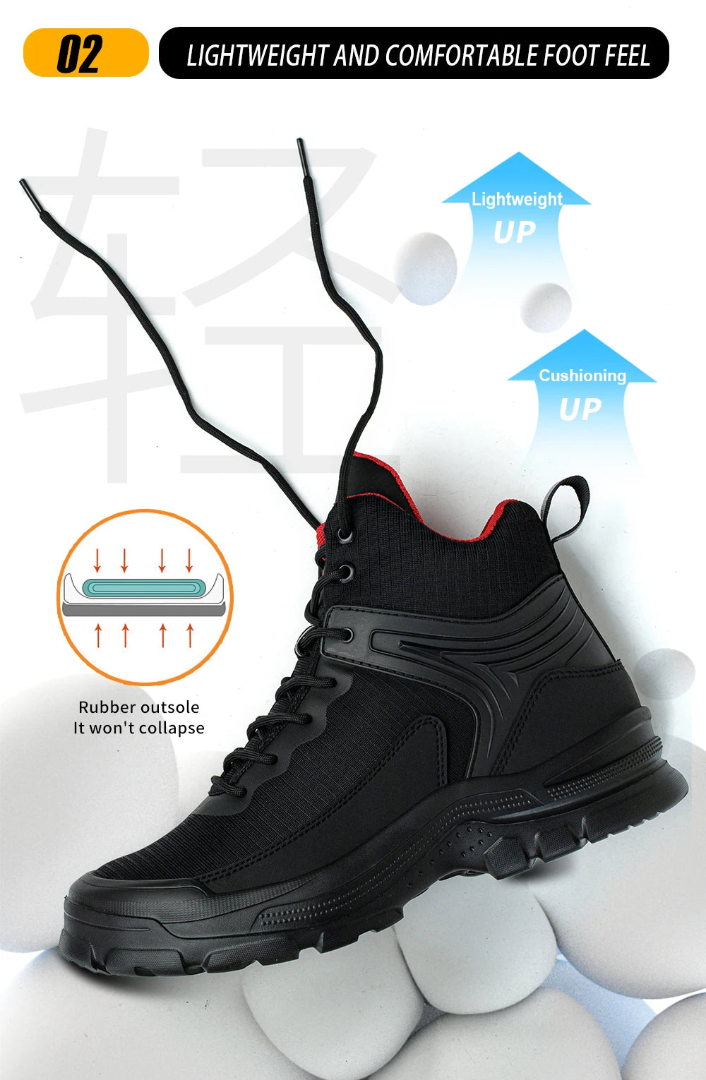 Men's Steel Toe Safety Shoes Anti-Strike Mid-Calf Protection Outdoor Safety Boots Industrial Work Footwear Comfortable Breathabl