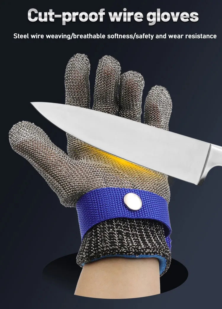 Stainless Steel Gloves Anticut Safety Cut Resistant Hand Protective Metal Glove Meat Mesh For Butcher Wire Knife Proof Cut Glove