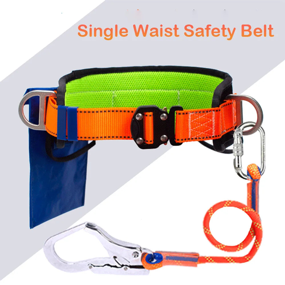Single Waist Work Safety Belt High-altitude Work Harness Outdoor Rock Climbing Electrician Construction Protective Safety Rope