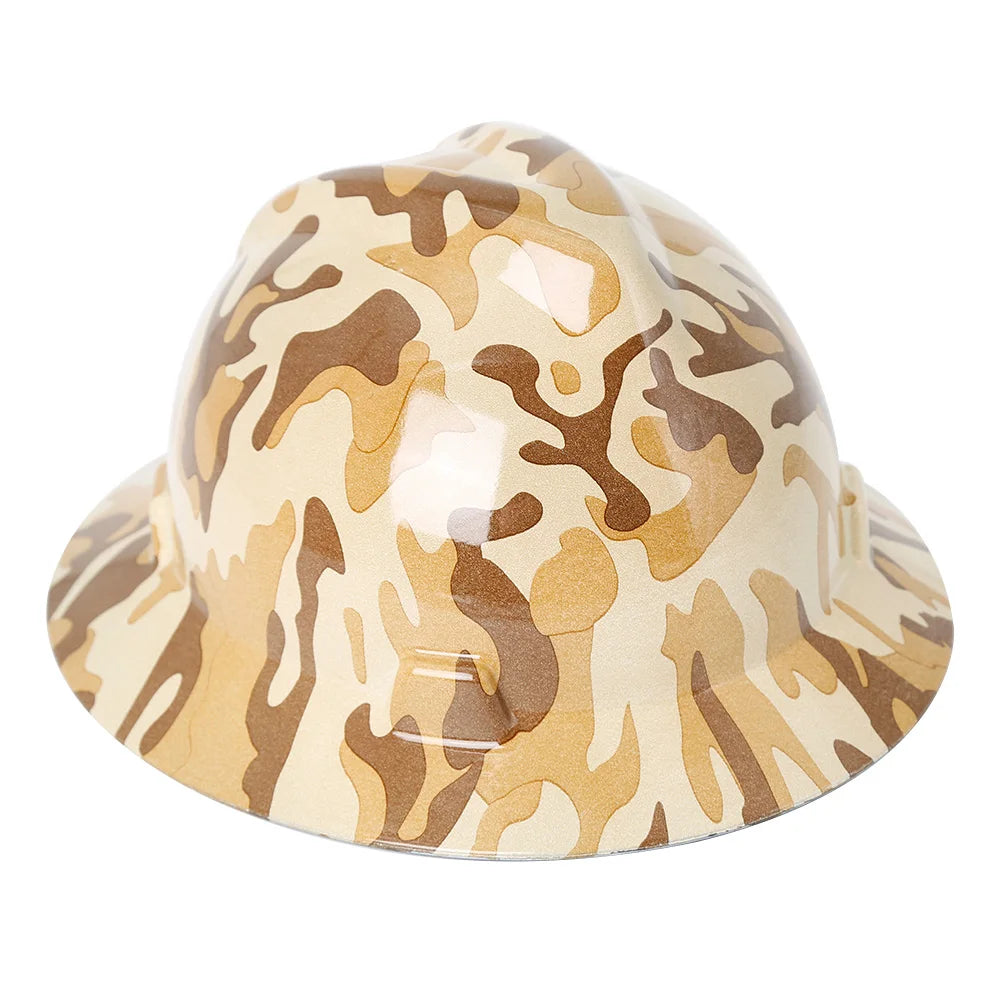 Camouflage Safety Helmet Full Brim Protective Hard Hat Outdoor Construction Sun Shade Hat High Strength Railway Metallurgy Mine